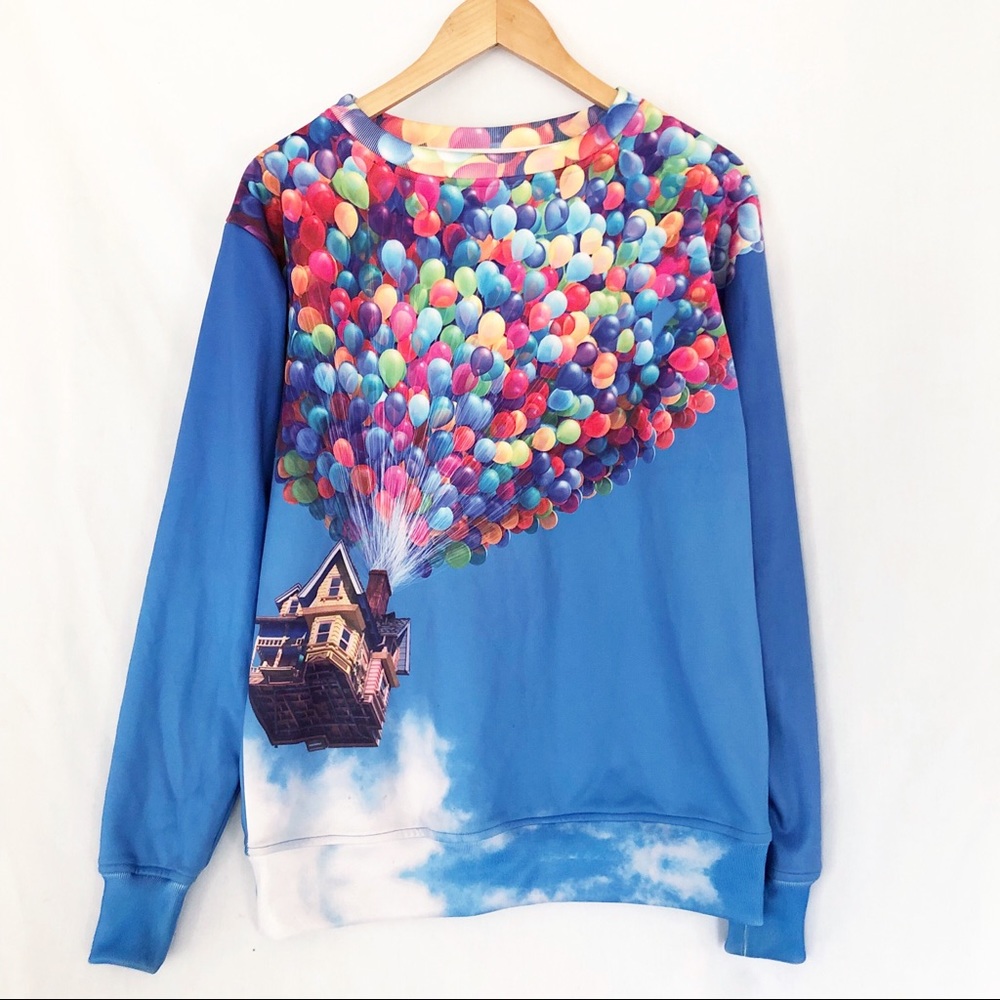 1991 INC Disney Up sweatshirt balloons house sz XS